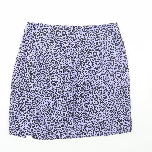 SheIn Womens Purple Animal Print Polyester Mini Skirt Size XS Zip - Leopard Print