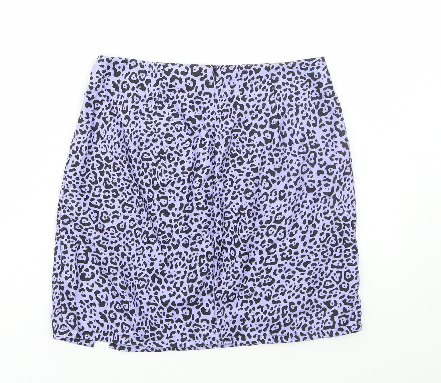 SheIn Womens Purple Animal Print Polyester Mini Skirt Size XS Zip - Leopard Print