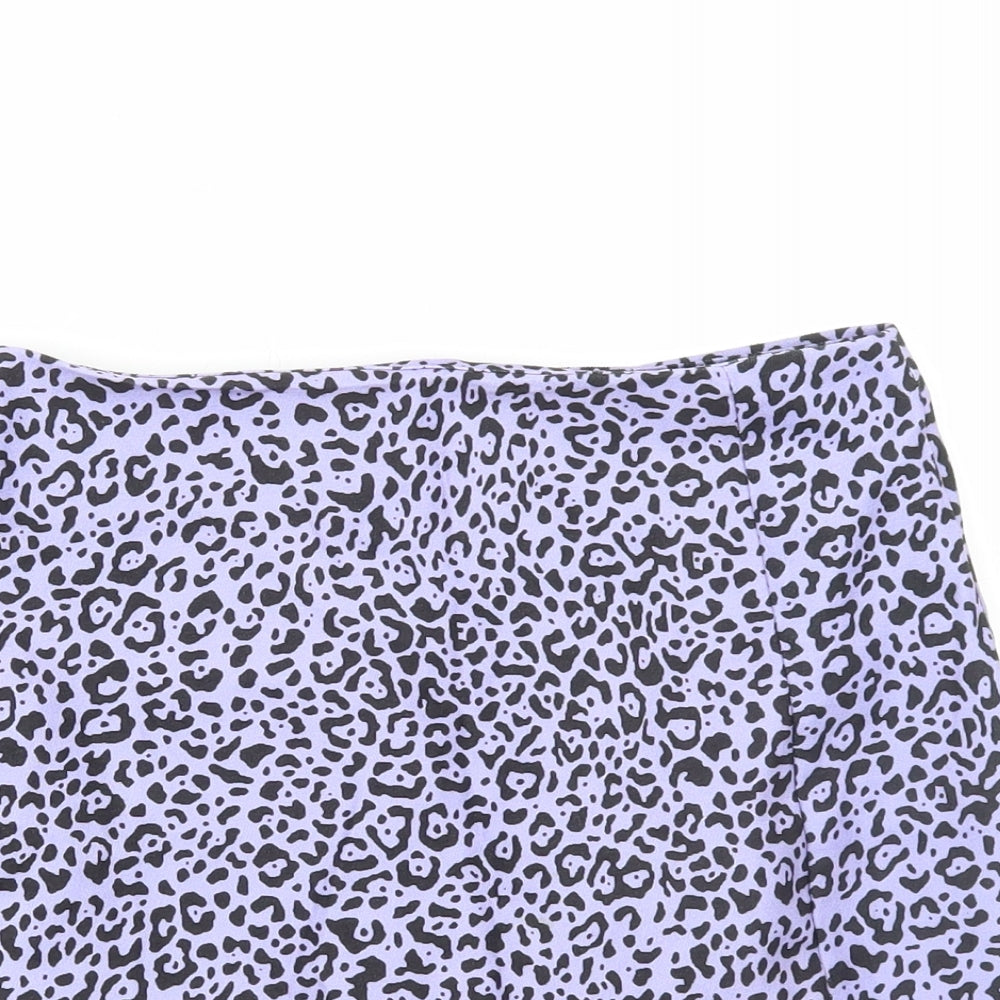 SheIn Womens Purple Animal Print Polyester Mini Skirt Size XS Zip - Leopard Print