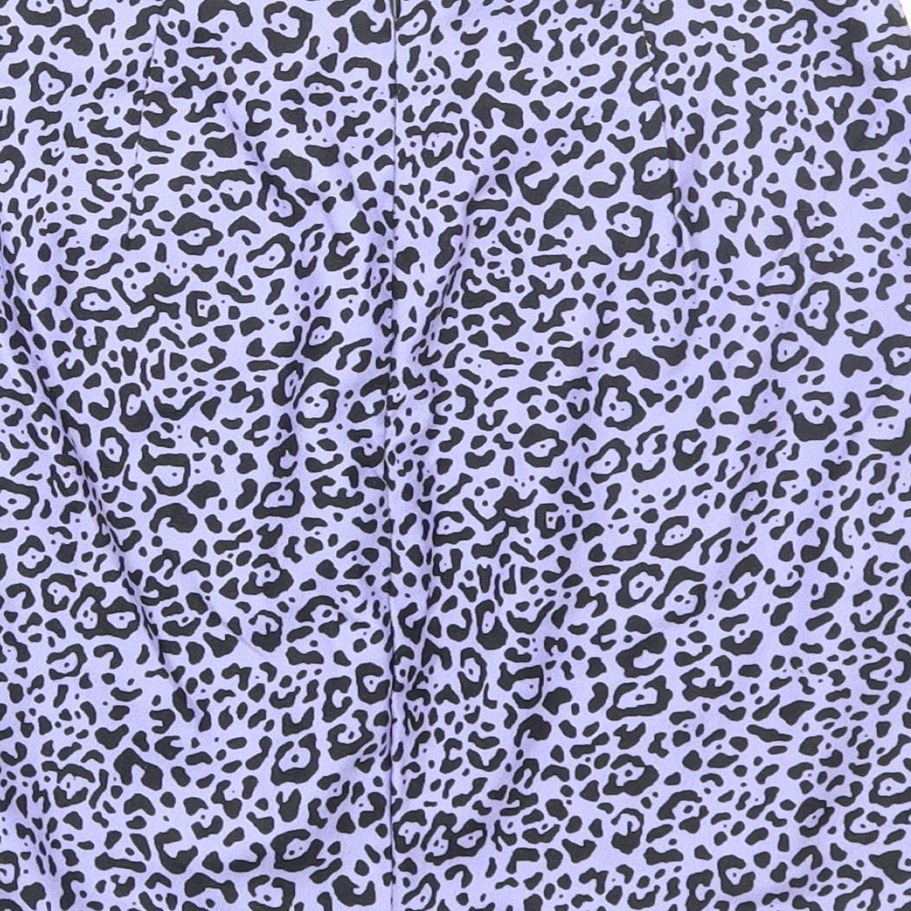 SheIn Womens Purple Animal Print Polyester Mini Skirt Size XS Zip - Leopard Print