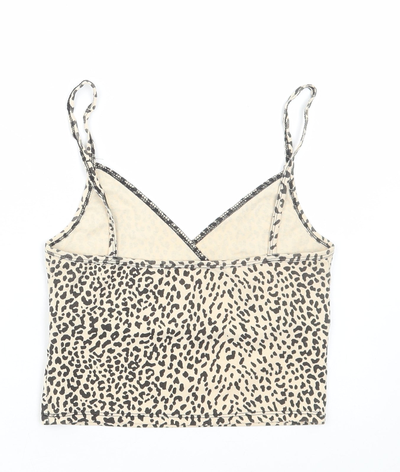 SheIn Womens Brown Animal Print Cotton Camisole T-Shirt Size S V-Neck - Cheetah Print