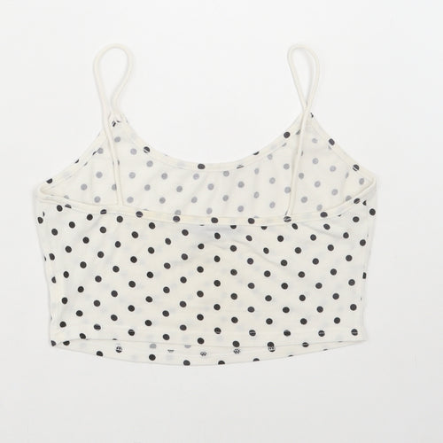 SheIn Womens White Polka Dot Polyester Cropped Tank Size XS Scoop Neck