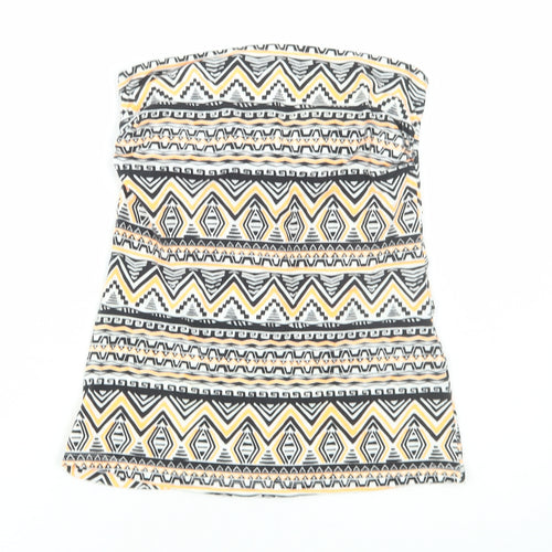 Matalan Womens Multicoloured Geometric Cotton Basic T-Shirt Size 8 Off the Shoulder - Tube Top