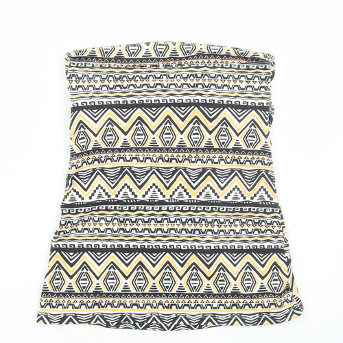Matalan Womens Multicoloured Geometric Cotton Basic T-Shirt Size 8 Off the Shoulder - Tube Top