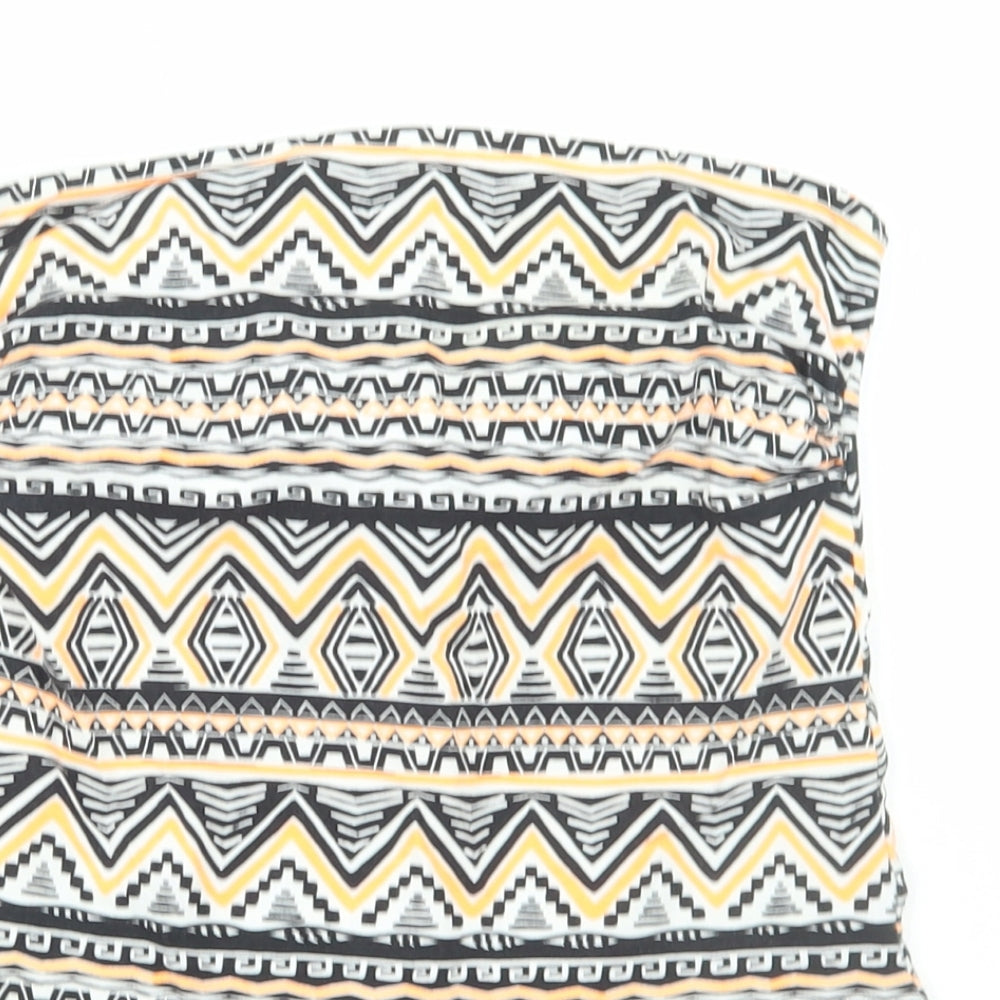 Matalan Womens Multicoloured Geometric Cotton Basic T-Shirt Size 8 Off the Shoulder - Tube Top
