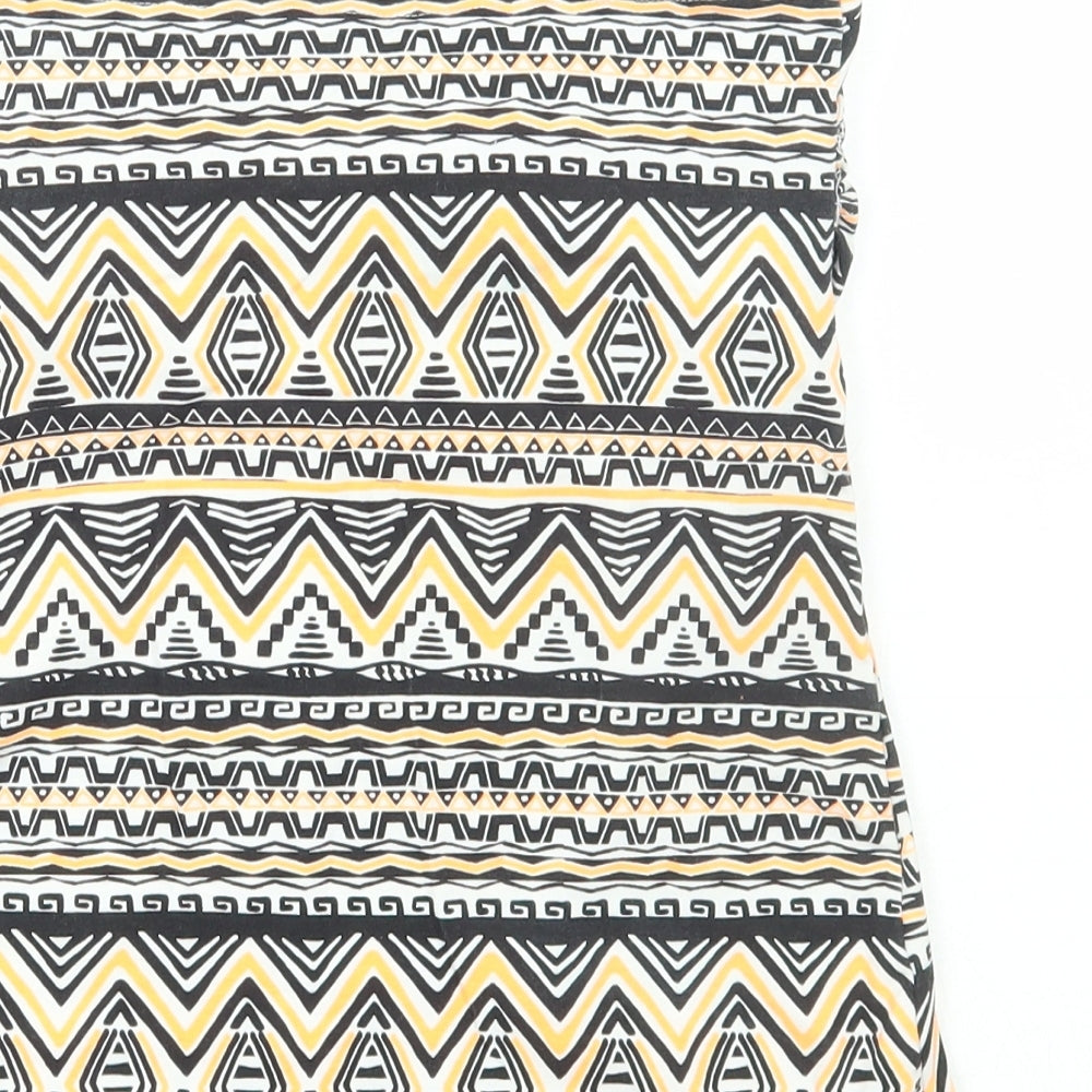 Matalan Womens Multicoloured Geometric Cotton Basic T-Shirt Size 8 Off the Shoulder - Tube Top
