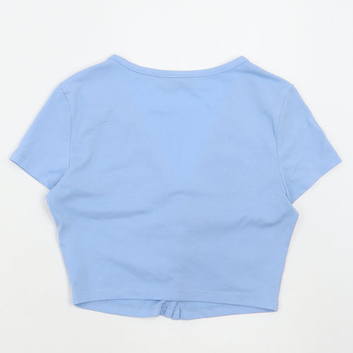 SheIn Womens Blue Polyester Cropped T-Shirt Size XS V-Neck