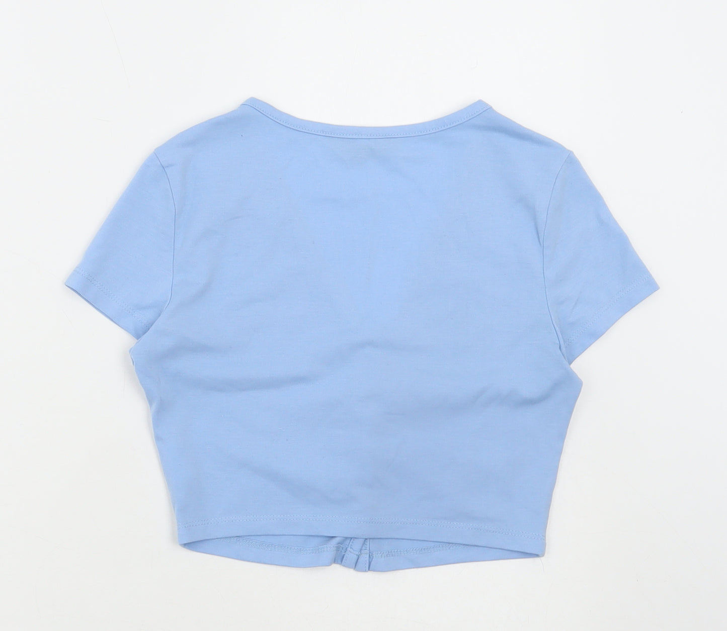 SheIn Womens Blue Polyester Cropped T-Shirt Size XS V-Neck