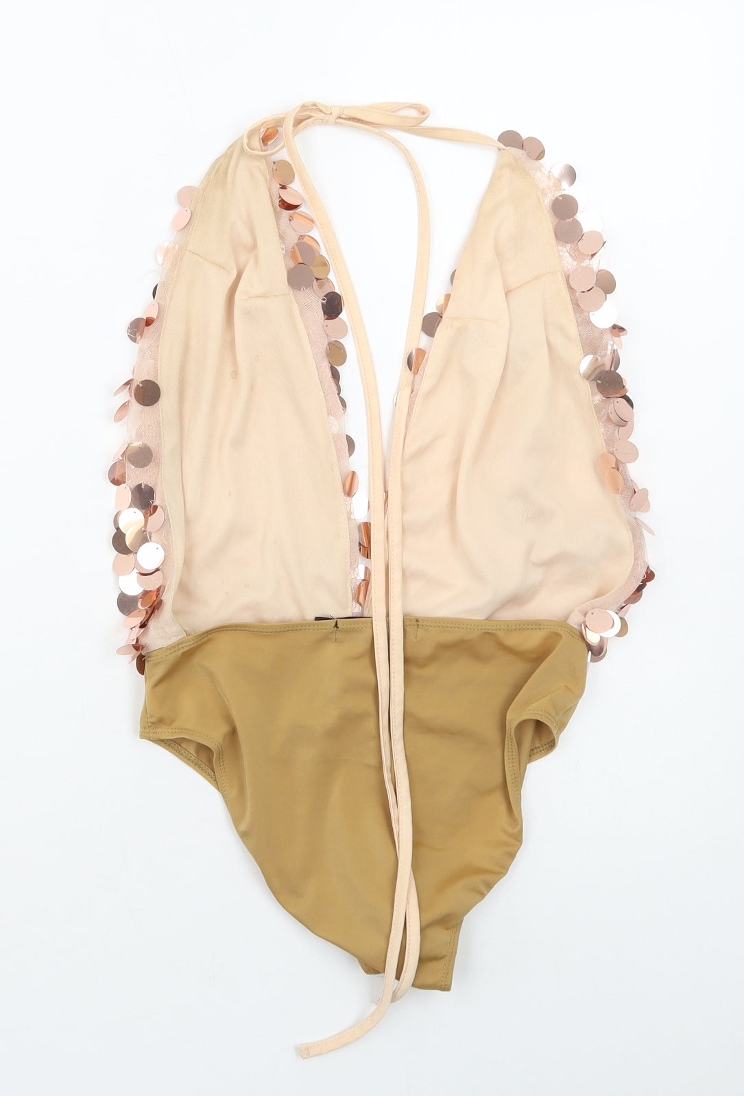Missguided Womens Beige Polyester Bodysuit Outfit/Set Size 6 Tie
