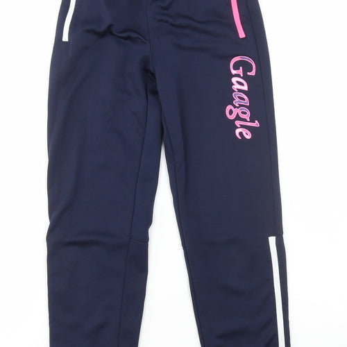 Gaagle Girls Blue Polyester Jogger Trousers Size 10-11 Years Regular Drawstring - Gaagle
