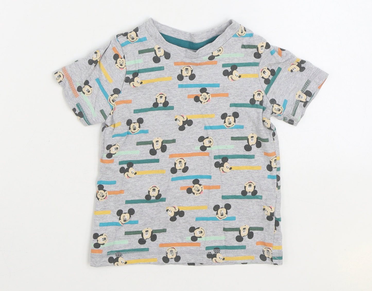 George Boys Multicoloured Geometric Cotton Basic T-Shirt Size 18-24 Months Round Neck Pullover - Mickey Mouse