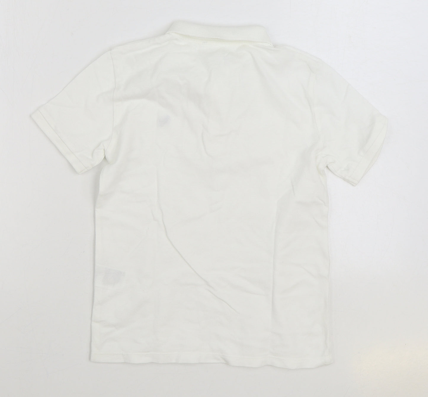 H&M Boys White 100% Cotton Basic Polo Size 9-10 Years Collared Pullover