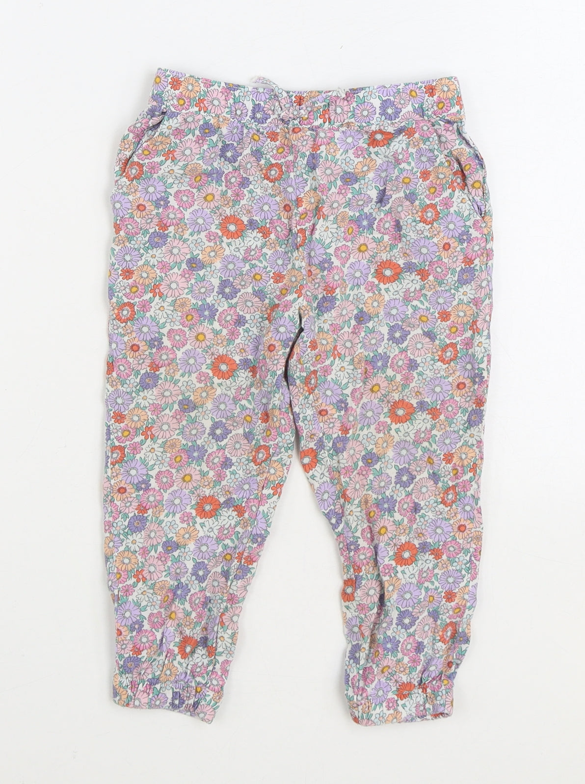 H&M Girls Multicoloured Floral Viscose Jogger Trousers Size 2-3 Years Regular Pullover