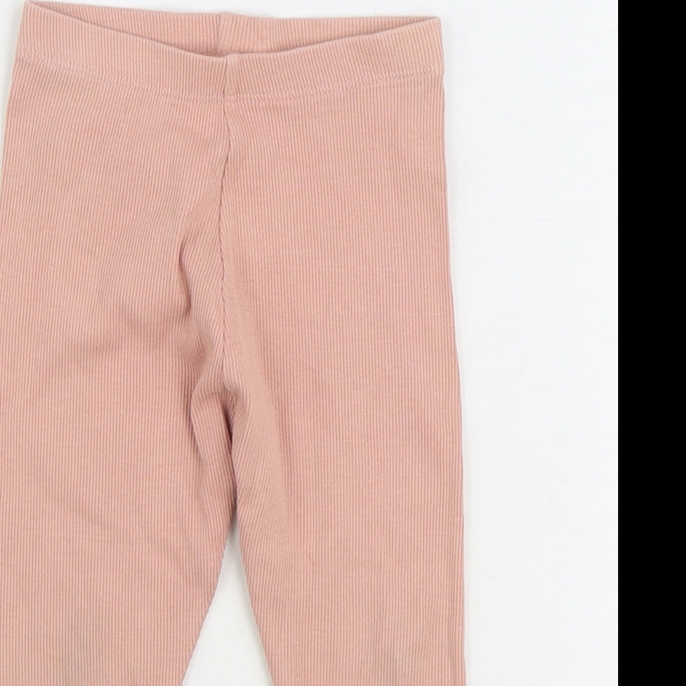 Marks and Spencer Girls Pink Cotton Jogger Trousers Size 18-24 Months Pullover - Heart