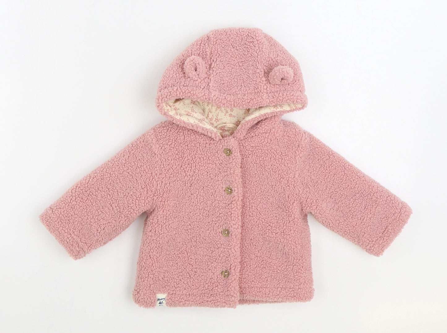 Mantaray Girls Pink Jacket Size 3-6 Months Button - Ear Detail