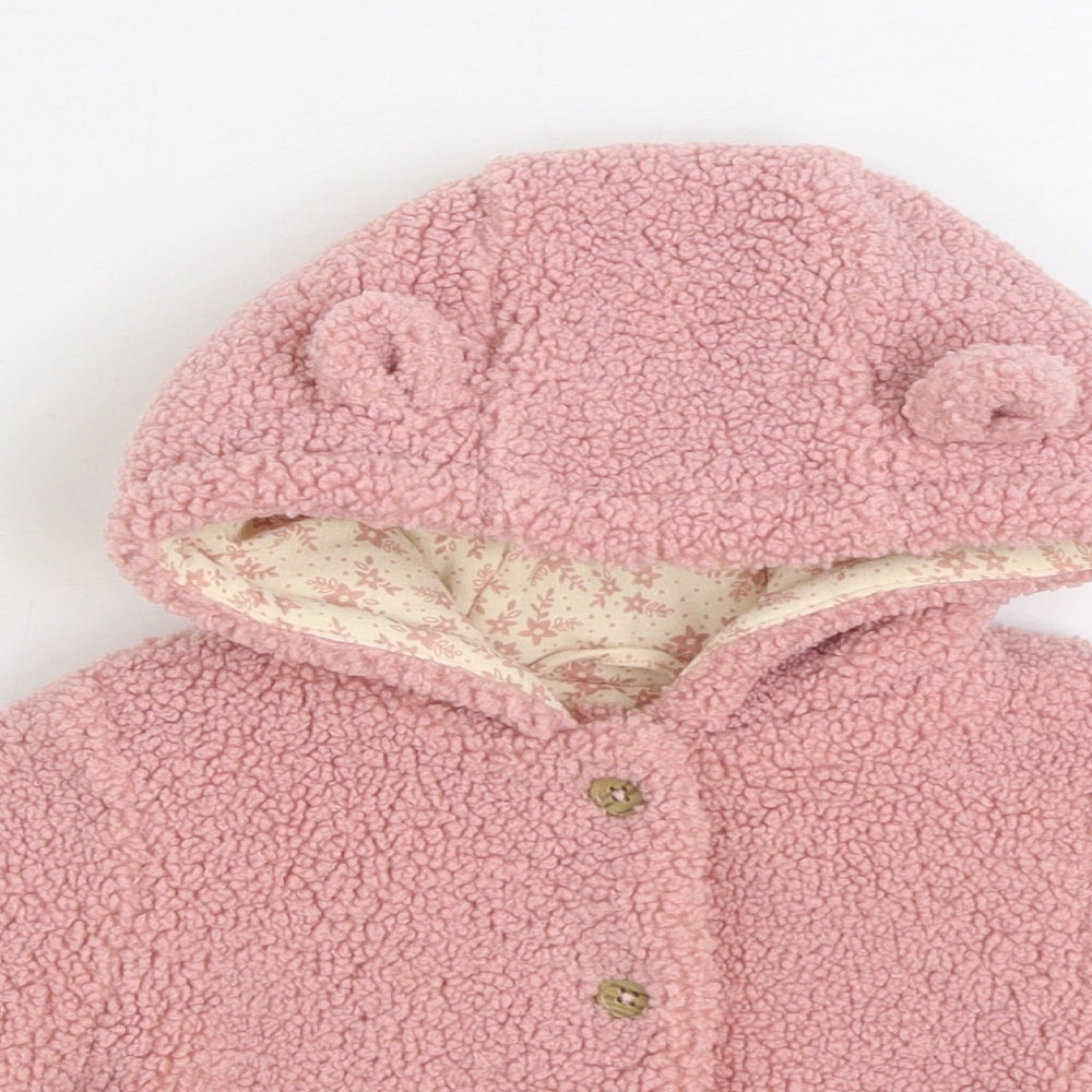 Mantaray Girls Pink Jacket Size 3-6 Months Button - Ear Detail