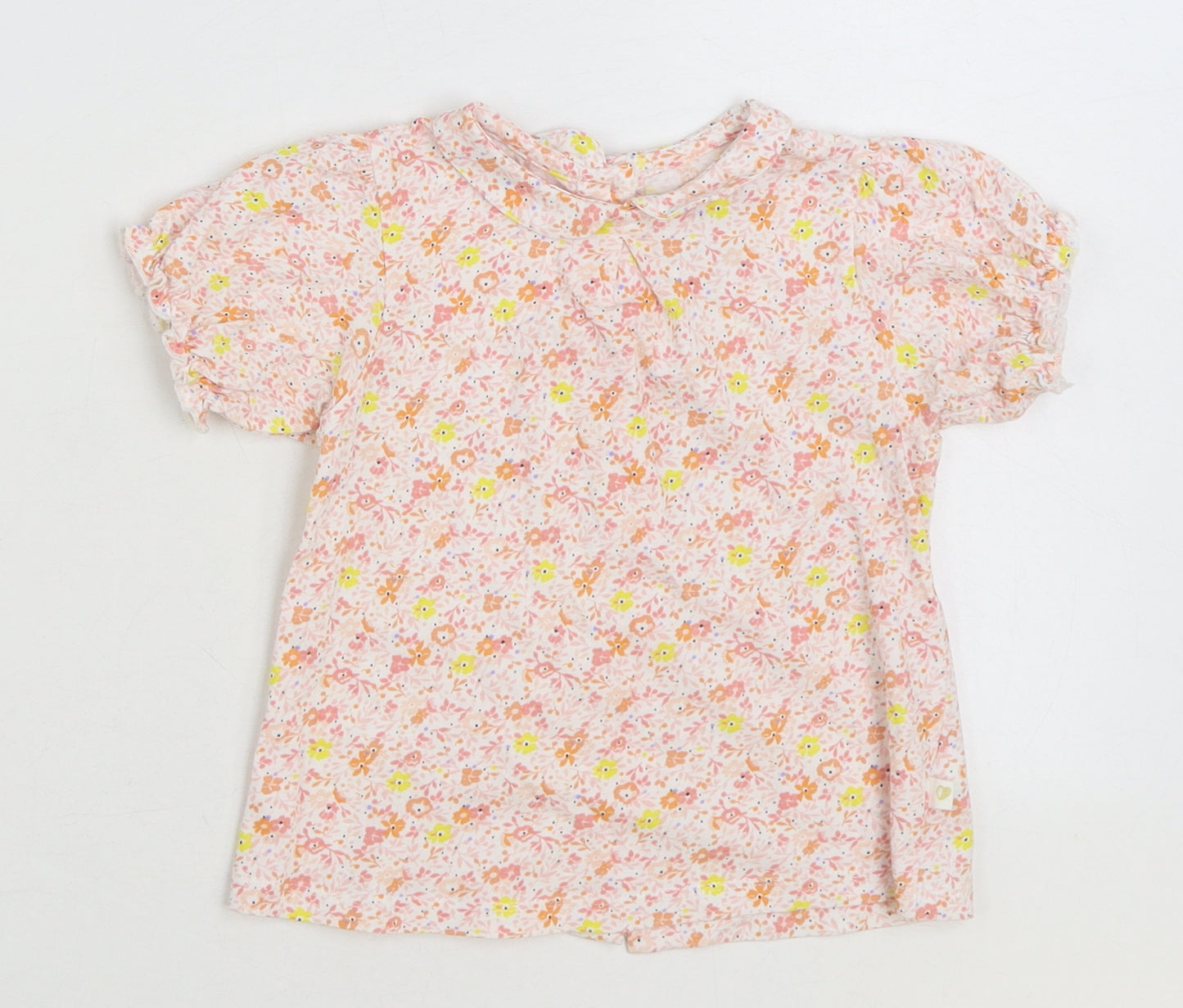 Leigh Tucker Girls Multicoloured Floral 100% Cotton Basic Blouse Size 2-3 Years Collared Button
