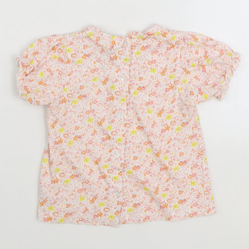 Leigh Tucker Girls Multicoloured Floral 100% Cotton Basic Blouse Size 2-3 Years Collared Button