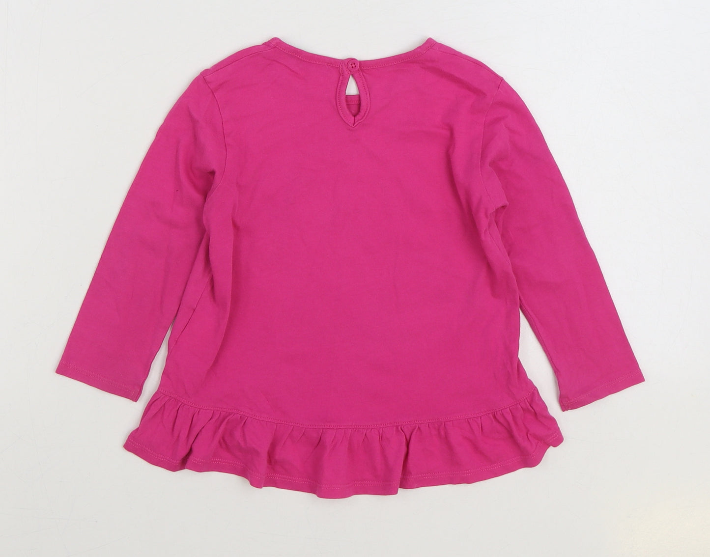 United Colours of Benetton Girls Pink Cotton Basic T-Shirt Size 18-24 Months Round Neck Pullover - Tiger Mood