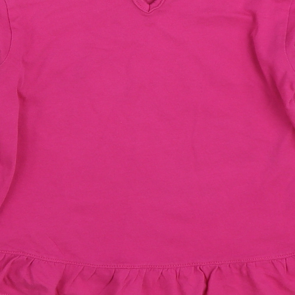 United Colours of Benetton Girls Pink Cotton Basic T-Shirt Size 18-24 Months Round Neck Pullover - Tiger Mood