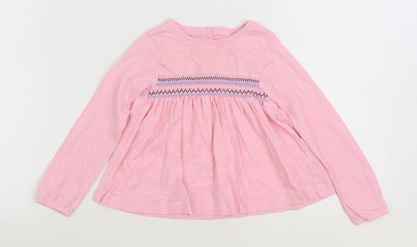 Leigh Tucker Girls Pink 100% Cotton Basic T-Shirt Size 2-3 Years Round Neck Button