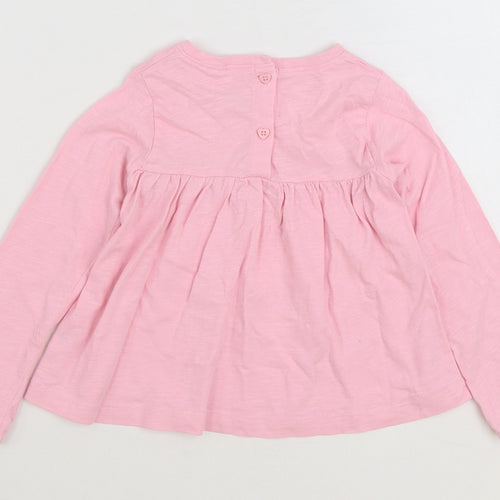 Leigh Tucker Girls Pink 100% Cotton Basic T-Shirt Size 2-3 Years Round Neck Button