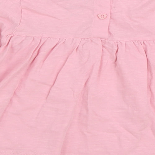 Leigh Tucker Girls Pink 100% Cotton Basic T-Shirt Size 2-3 Years Round Neck Button