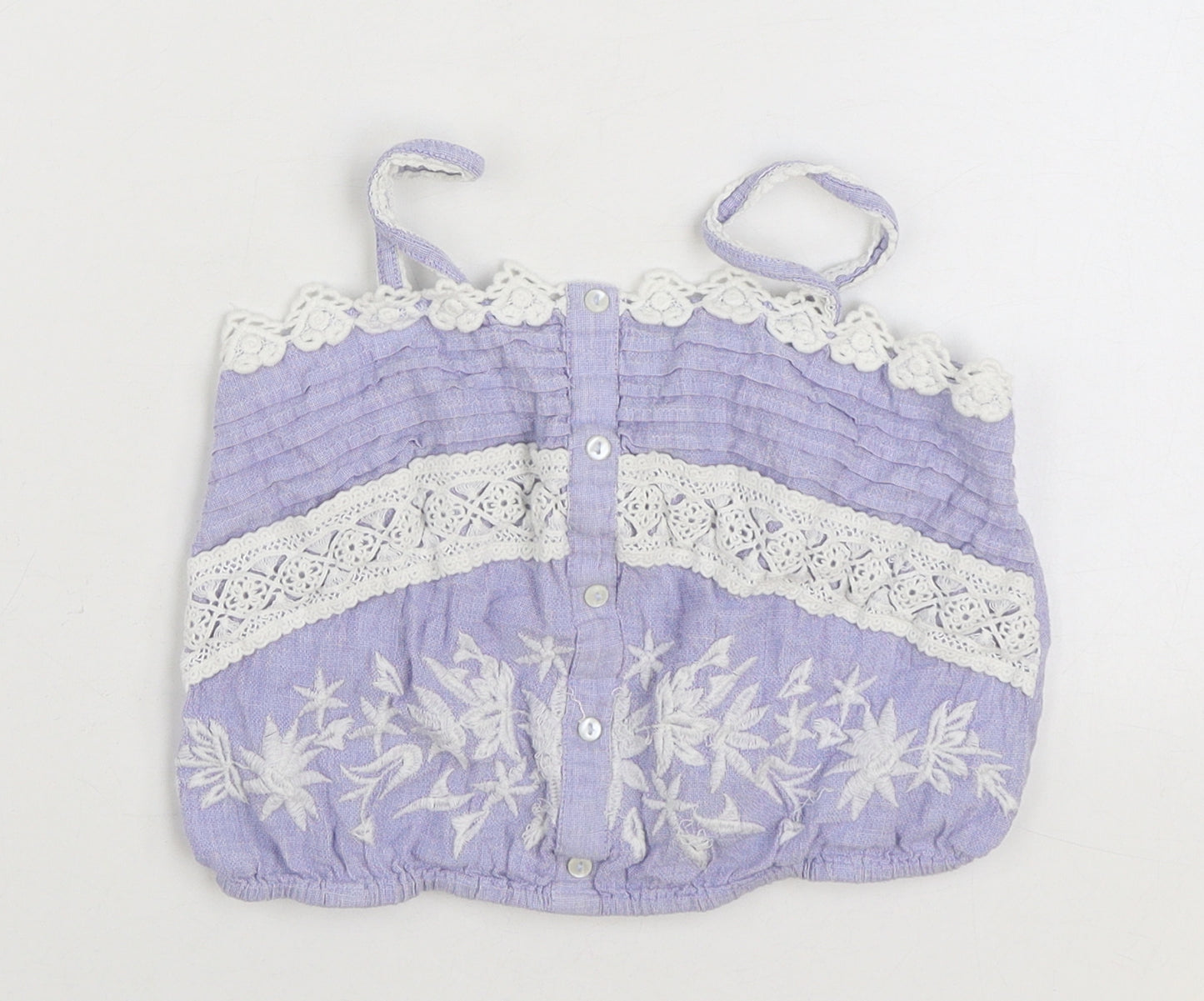 River Island Girls Blue Cotton Camisole Tank Size 10 Years Square Neck Pullover - Cropped