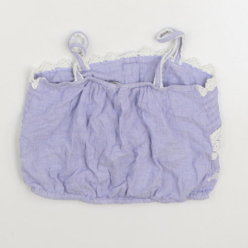 River Island Girls Blue Cotton Camisole Tank Size 10 Years Square Neck Pullover - Cropped