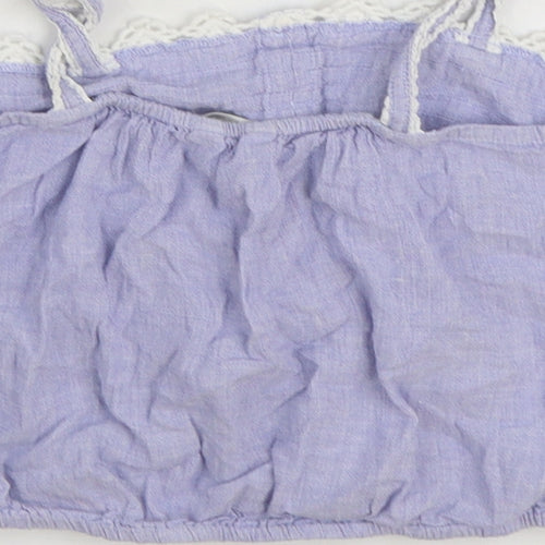 River Island Girls Blue Cotton Camisole Tank Size 10 Years Square Neck Pullover - Cropped