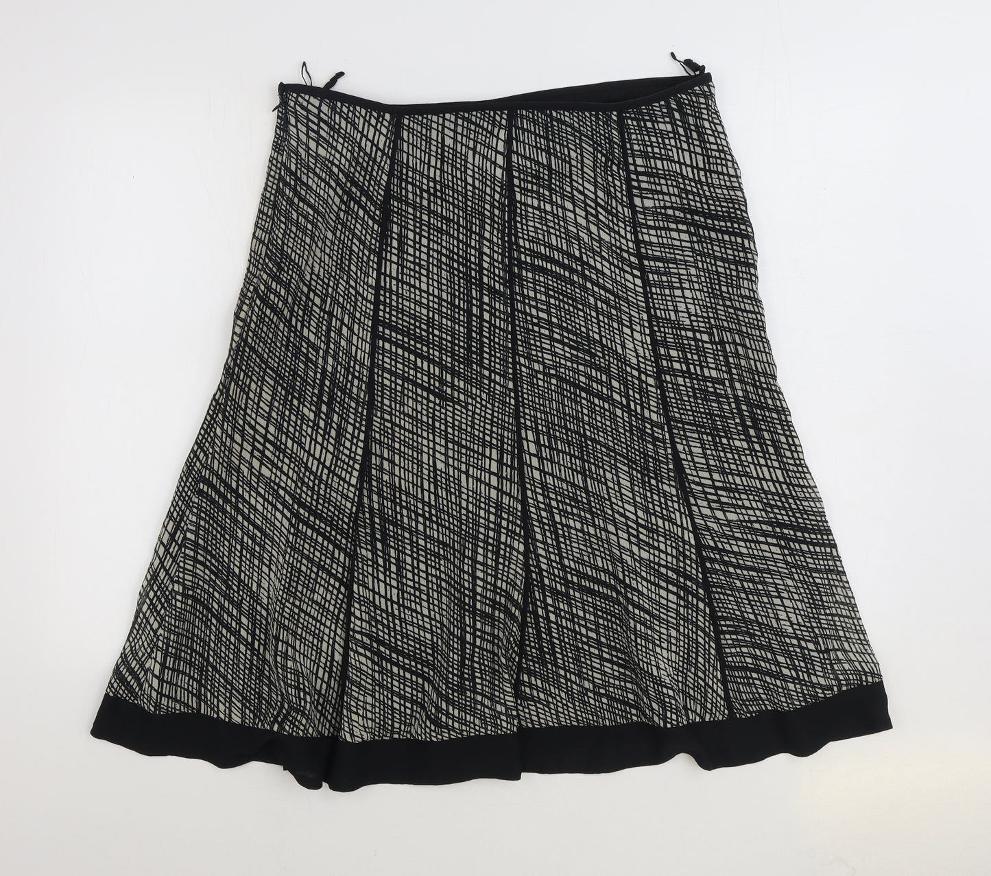 Marks and Spencer Womens Black Geometric Polyester A-Line Skirt Size 14 Zip