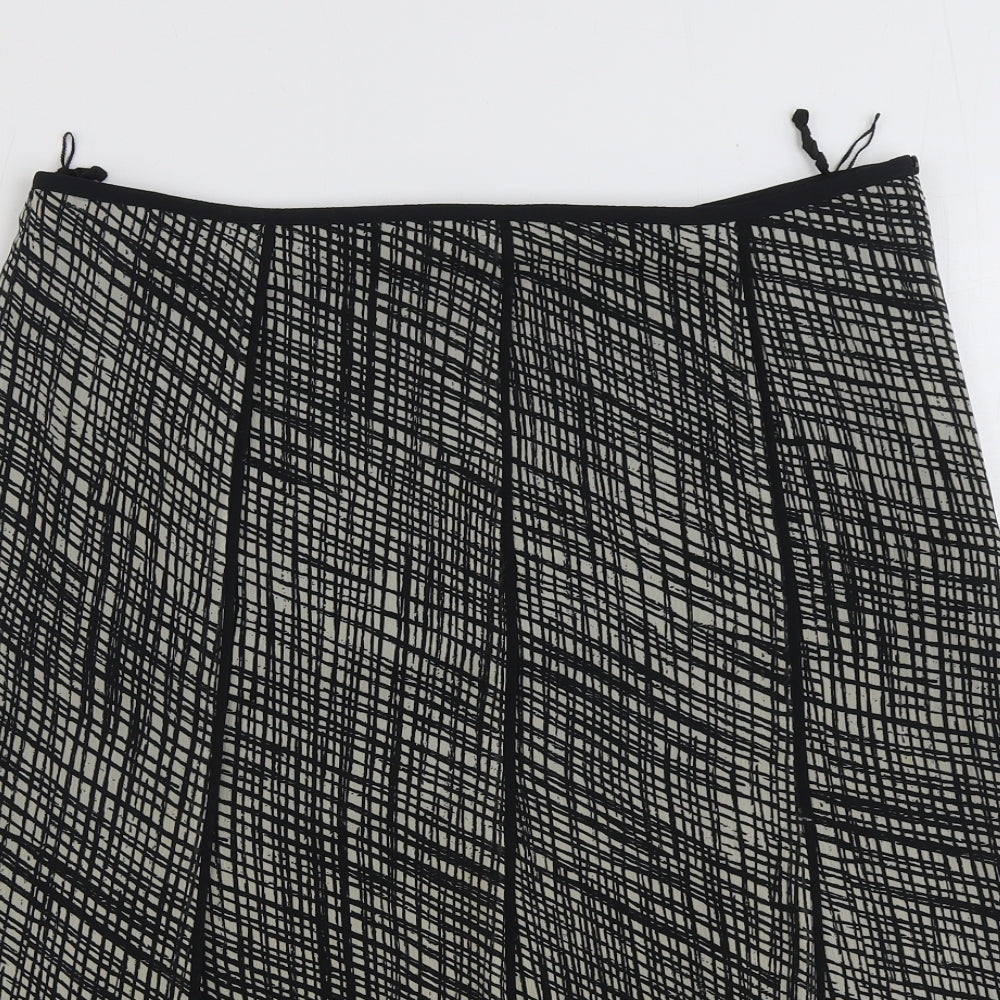 Marks and Spencer Womens Black Geometric Polyester A-Line Skirt Size 14 Zip