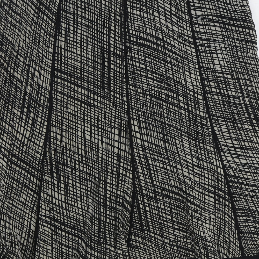 Marks and Spencer Womens Black Geometric Polyester A-Line Skirt Size 14 Zip