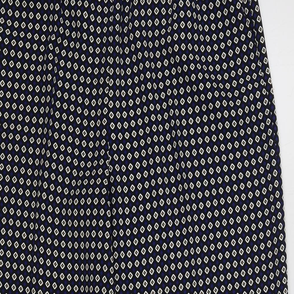 Marks and Spencer Womens Multicoloured Geometric Polyester Trousers Size 16 L30 in Regular Drawstring