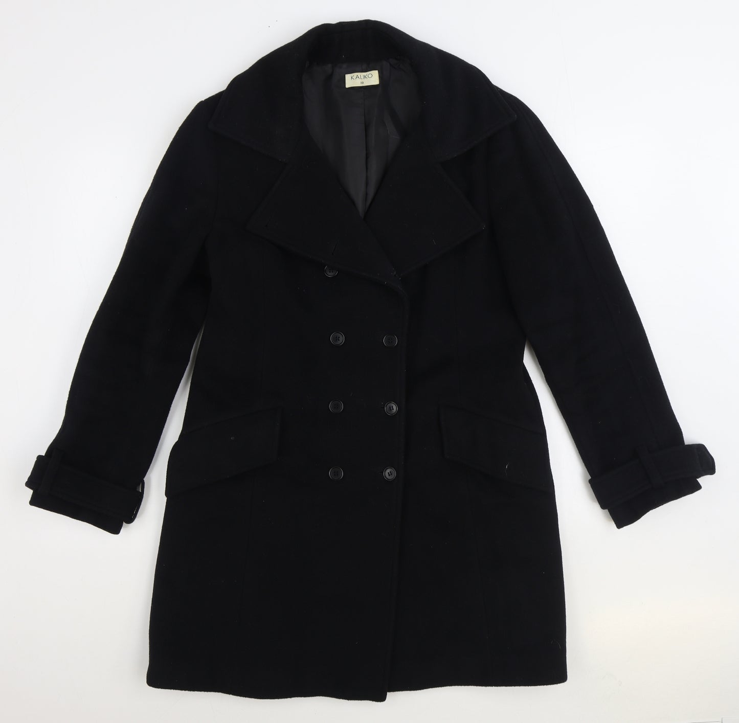 Kaliko Womens Black Overcoat Coat Size 10 Button