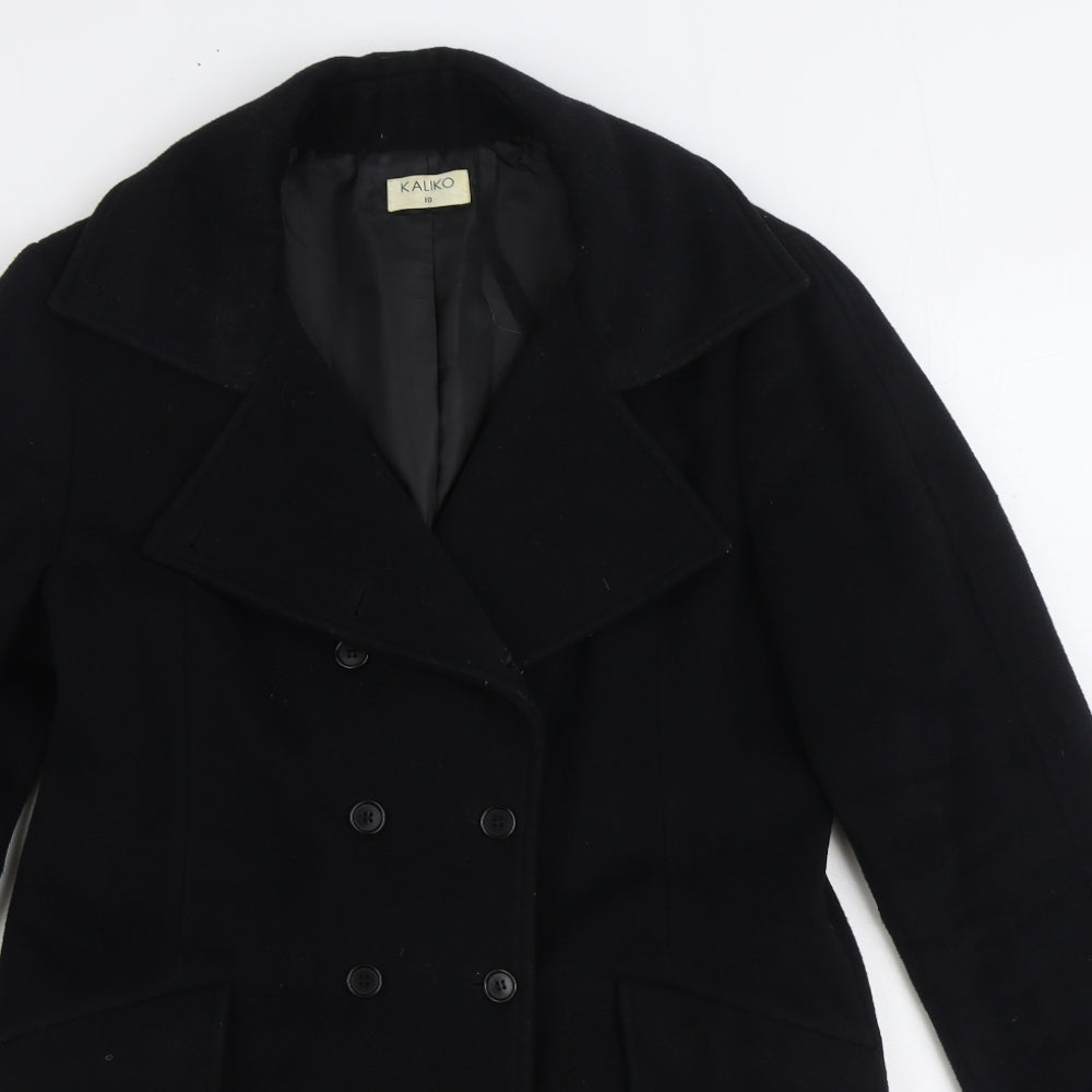 Kaliko Womens Black Overcoat Coat Size 10 Button