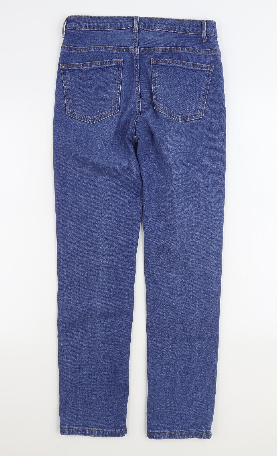 Marks and Spencer Womens Blue Cotton Straight Jeans Size 10 L29 in Regular Zip