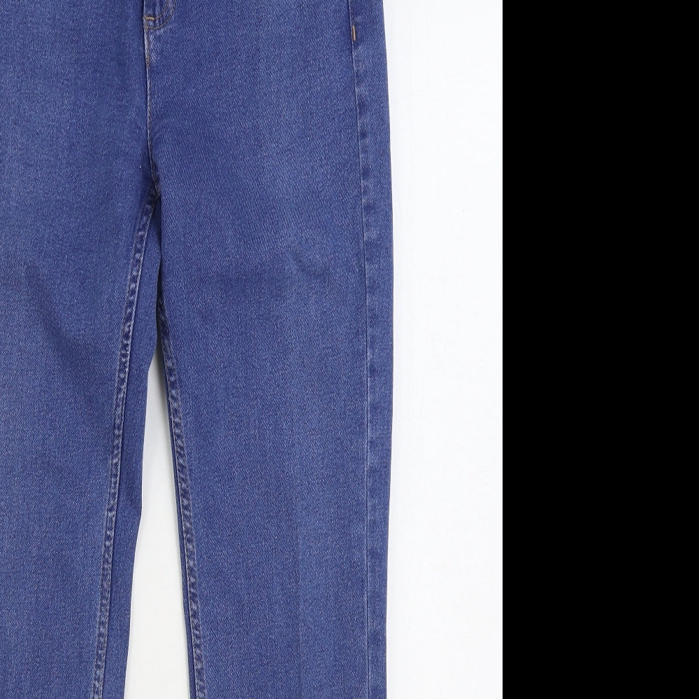 Marks and Spencer Womens Blue Cotton Straight Jeans Size 10 L29 in Regular Zip