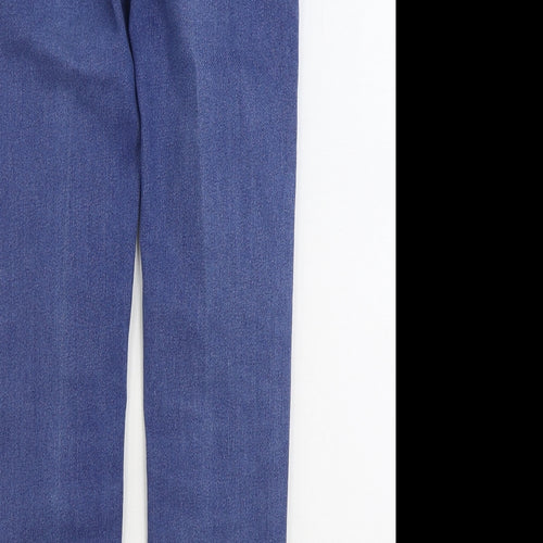 Marks and Spencer Womens Blue Cotton Straight Jeans Size 10 L29 in Regular Zip