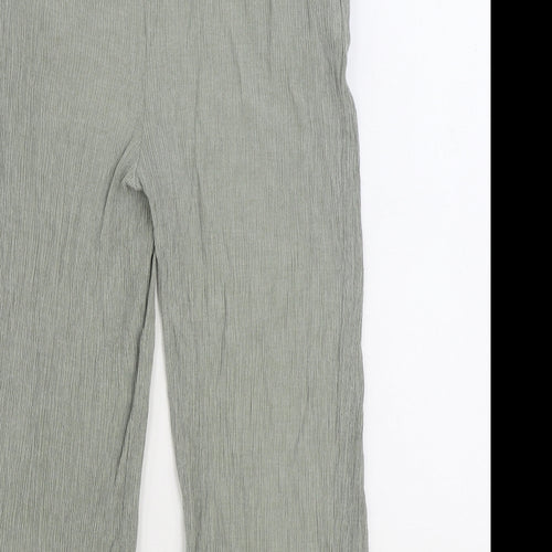 New Look Womens Green Viscose Trousers Size 16 L21 in Regular Tie - Paoerbag