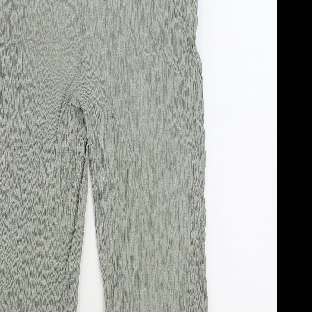 New Look Womens Green Viscose Trousers Size 16 L21 in Regular Tie - Paoerbag