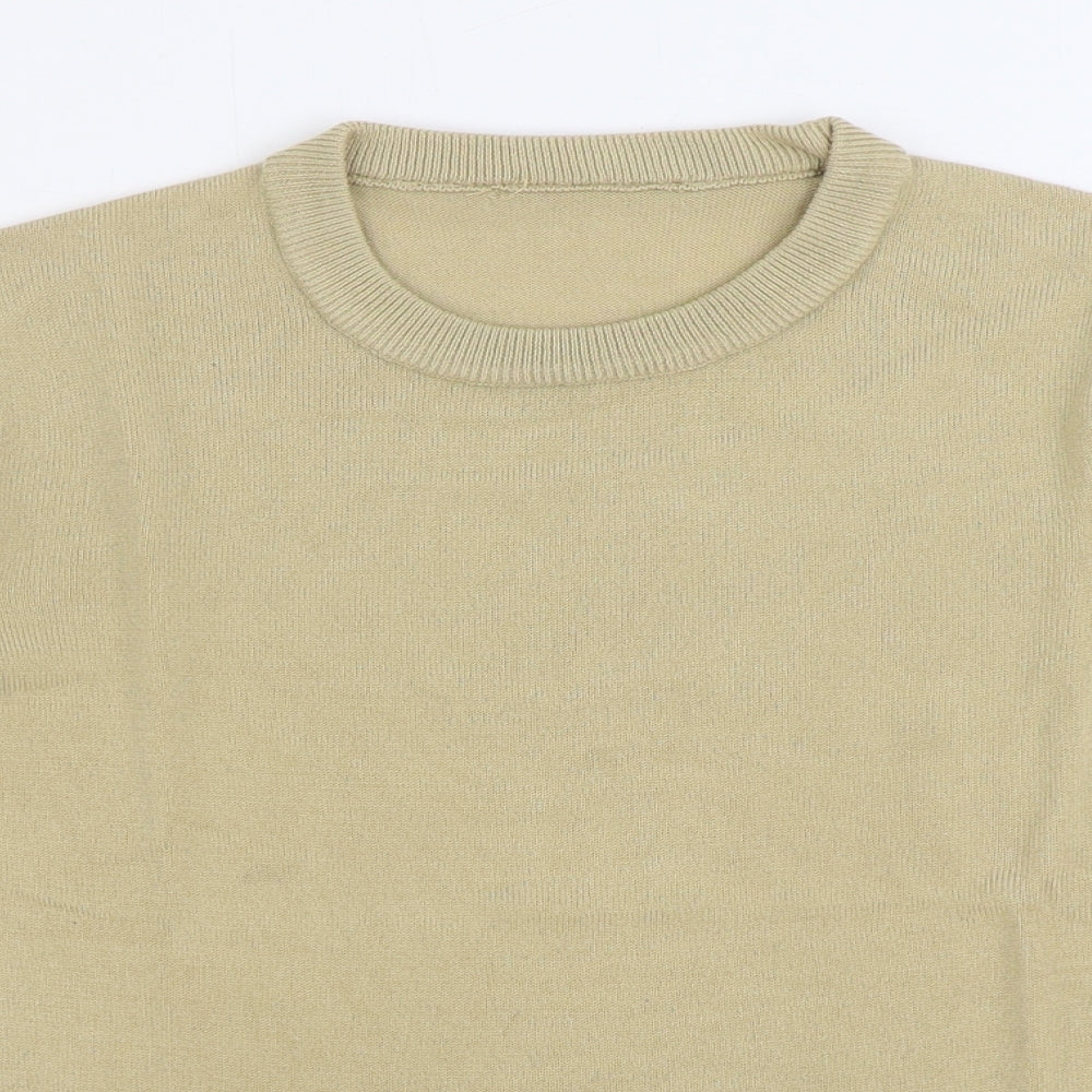Marks and Spencer Womens Beige Round Neck Acrylic Pullover Jumper Size 12