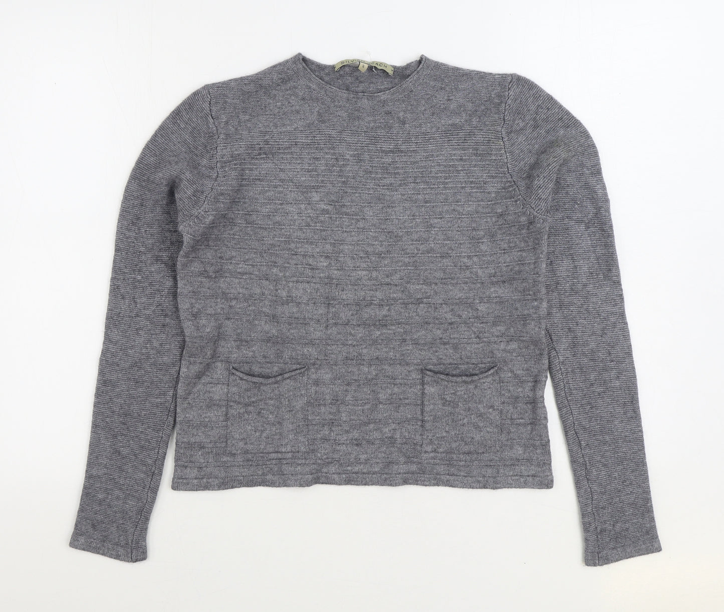 Silvian Heach Womens Grey Boat Neck Viscose Pullover Jumper Size S