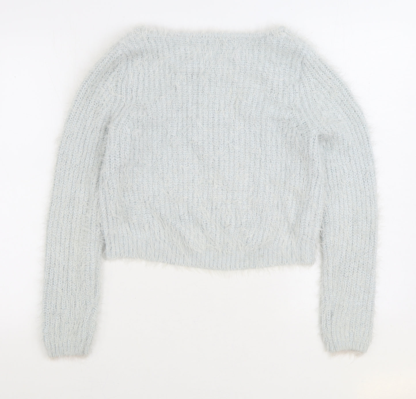 NEXT Womens Blue Boat Neck Acrylic Pullover Jumper Size 12 - Cropped
