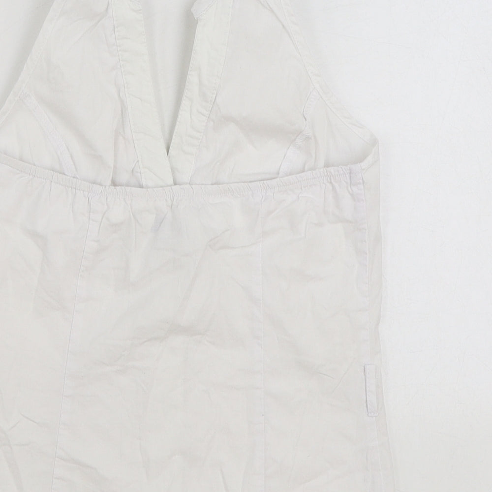 New Look Womens White 100% Cotton Basic Blouse Size 10 Halter