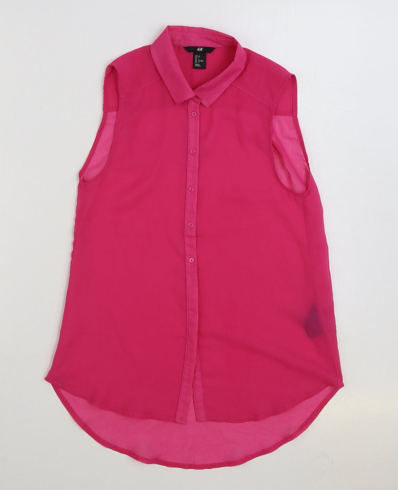 H&M Womens Pink Polyester Basic Button-Up Size 6 Collared