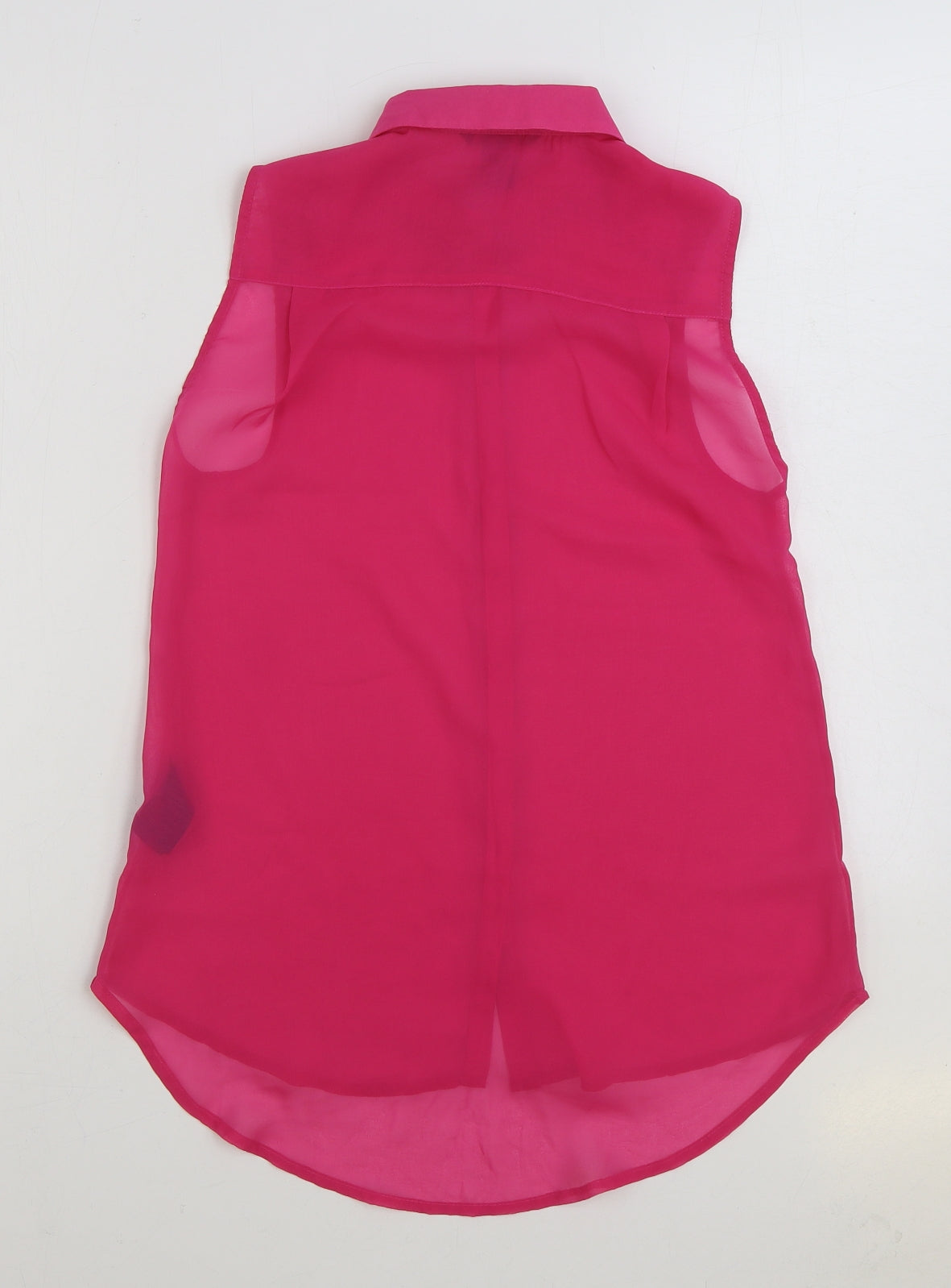 H&M Womens Pink Polyester Basic Button-Up Size 6 Collared