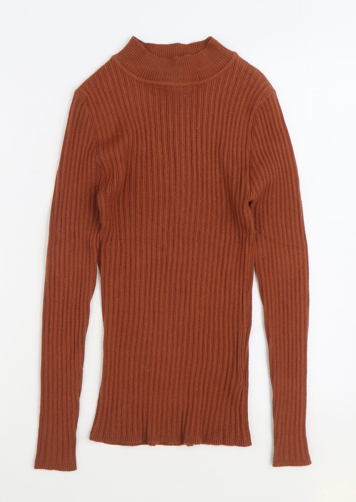 Primark Womens Brown Mock Neck Viscose Pullover Jumper Size 14