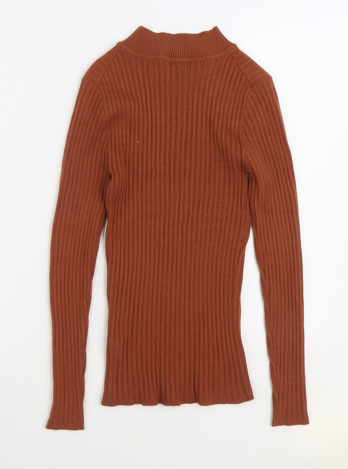 Primark Womens Brown Mock Neck Viscose Pullover Jumper Size 14