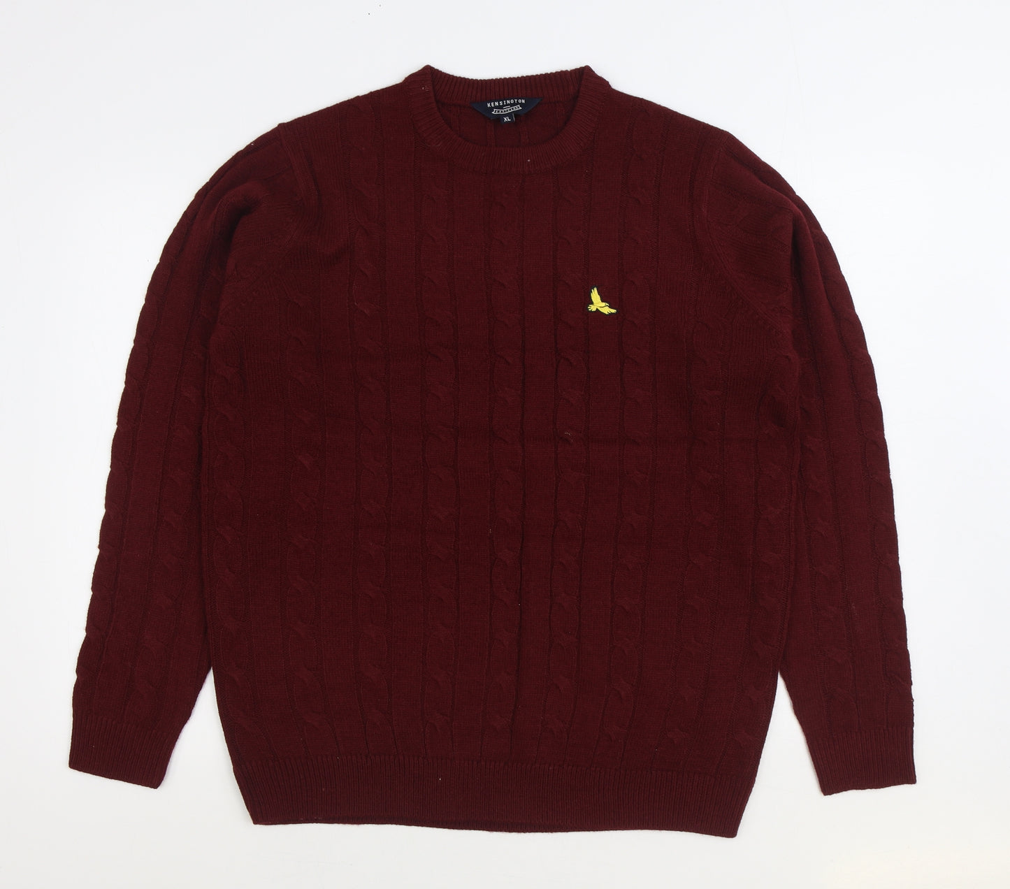 Kensington Womens Red Round Neck Acrylic Pullover Jumper Size XL